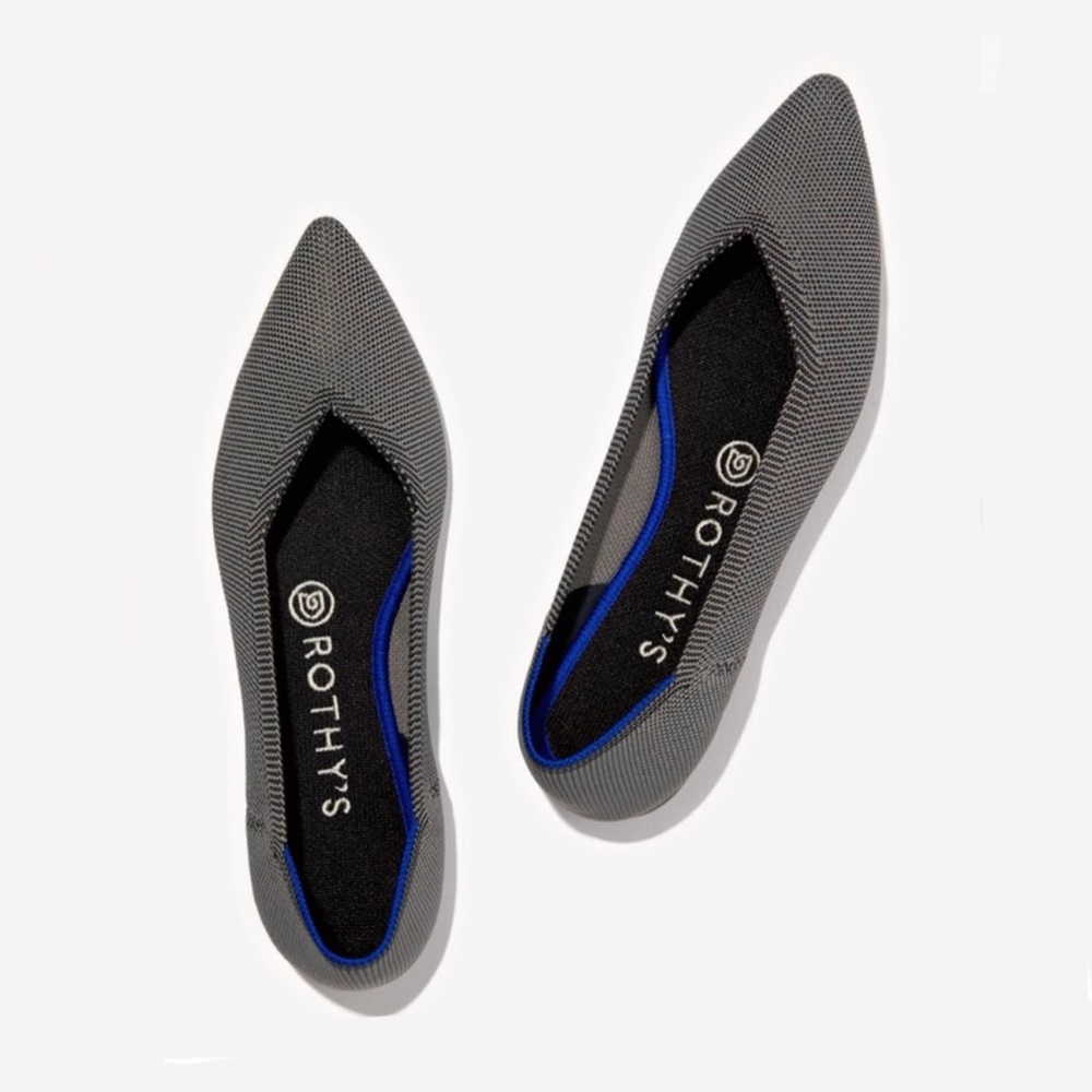 Rothy's The Point Cloud Grey 8.5 Womens Flats Retired Color - Picture 1 of 13